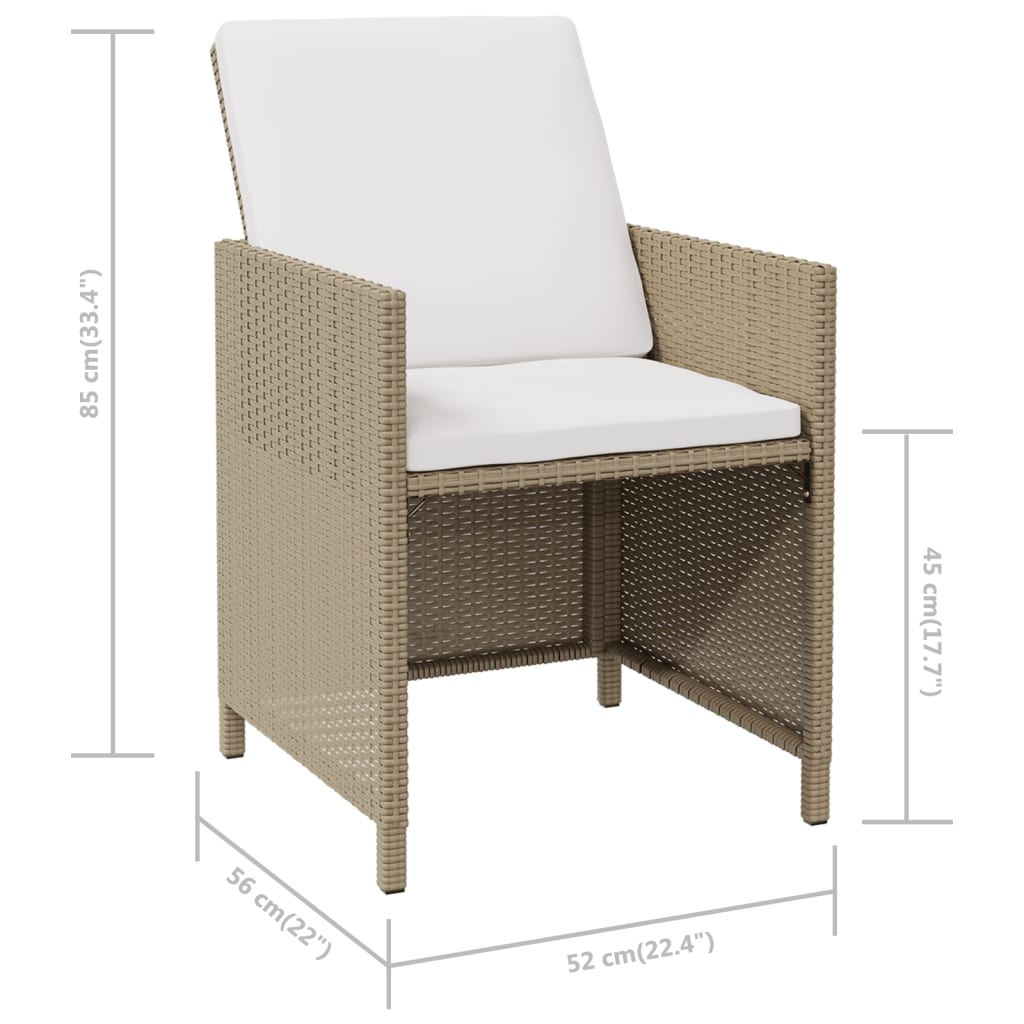 Sedie da Pranzo da Giardino con Cuscini 4 pz Beige Polyrattan - homemem39