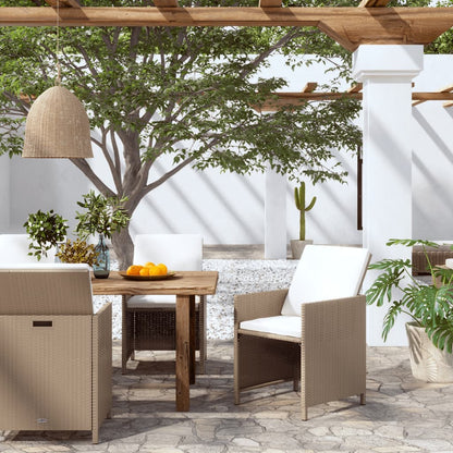 Sedie da Pranzo da Giardino con Cuscini 4 pz Beige Polyrattan - homemem39