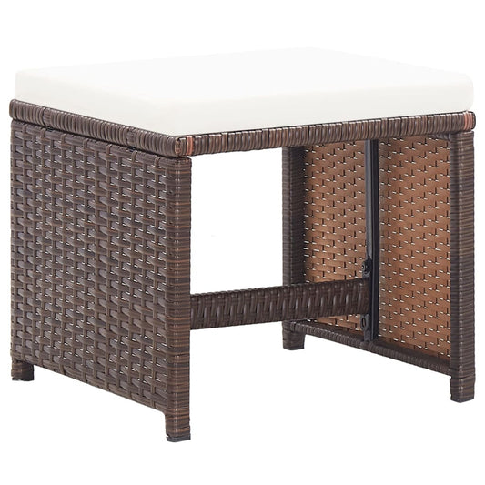 Sgabelli da Giardino 4 pz con Cuscini Marrone in Polyrattan - homemem39