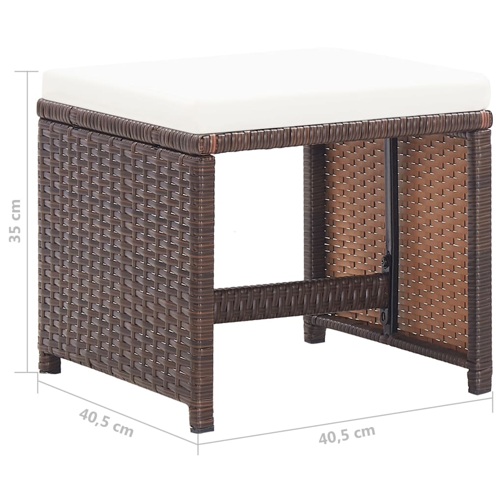 Sgabelli da Giardino 4 pz con Cuscini Marrone in Polyrattan - homemem39