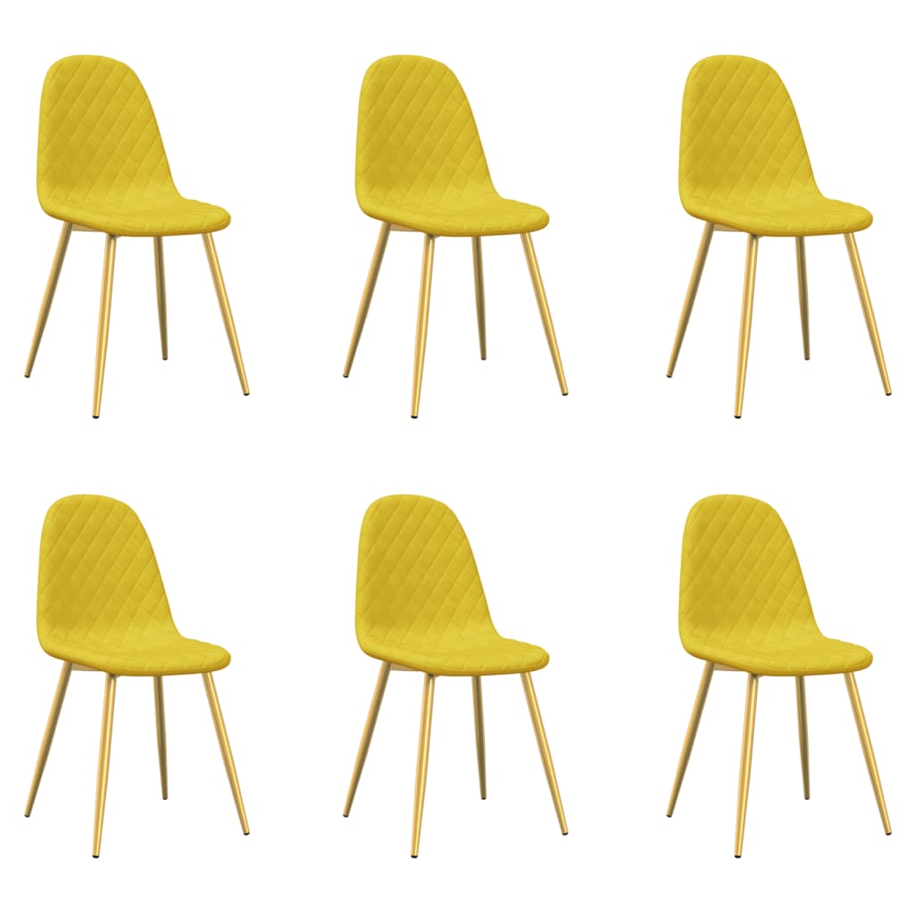 Sedie da Pranzo 6 pz Giallo Senape in Velluto | homemem39