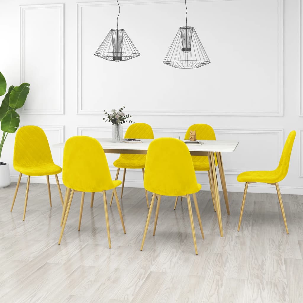 Sedie da Pranzo 6 pz Giallo Senape in Velluto | homemem39