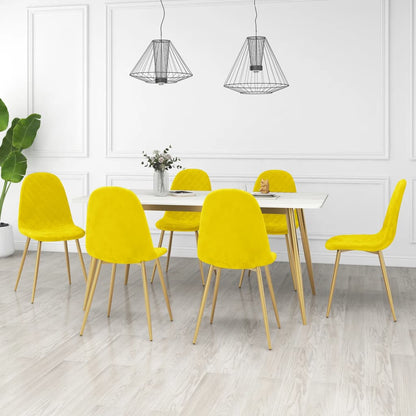 Sedie da Pranzo 6 pz Giallo Senape in Velluto | homemem39