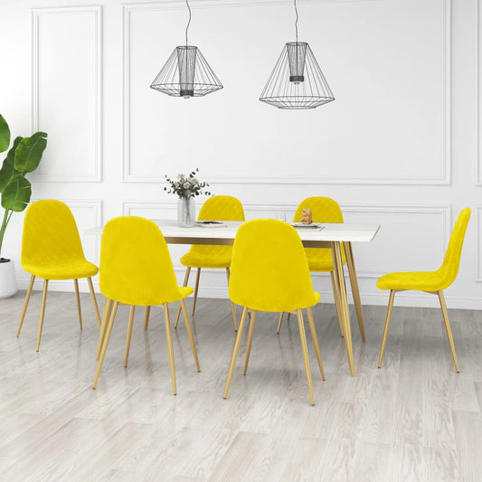Sedie da Pranzo 6 pz Giallo Senape in Velluto | homemem39