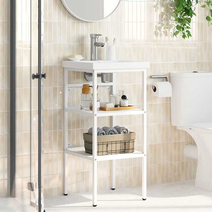 Struttura per Lavabo da Bagno Bianca 40x38x83 cm in Ferro | homemem39