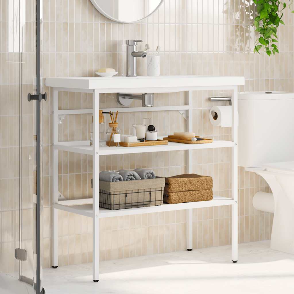 Struttura per Lavabo da Bagno Bianca 79x38x83 cm in Ferro | homemem39