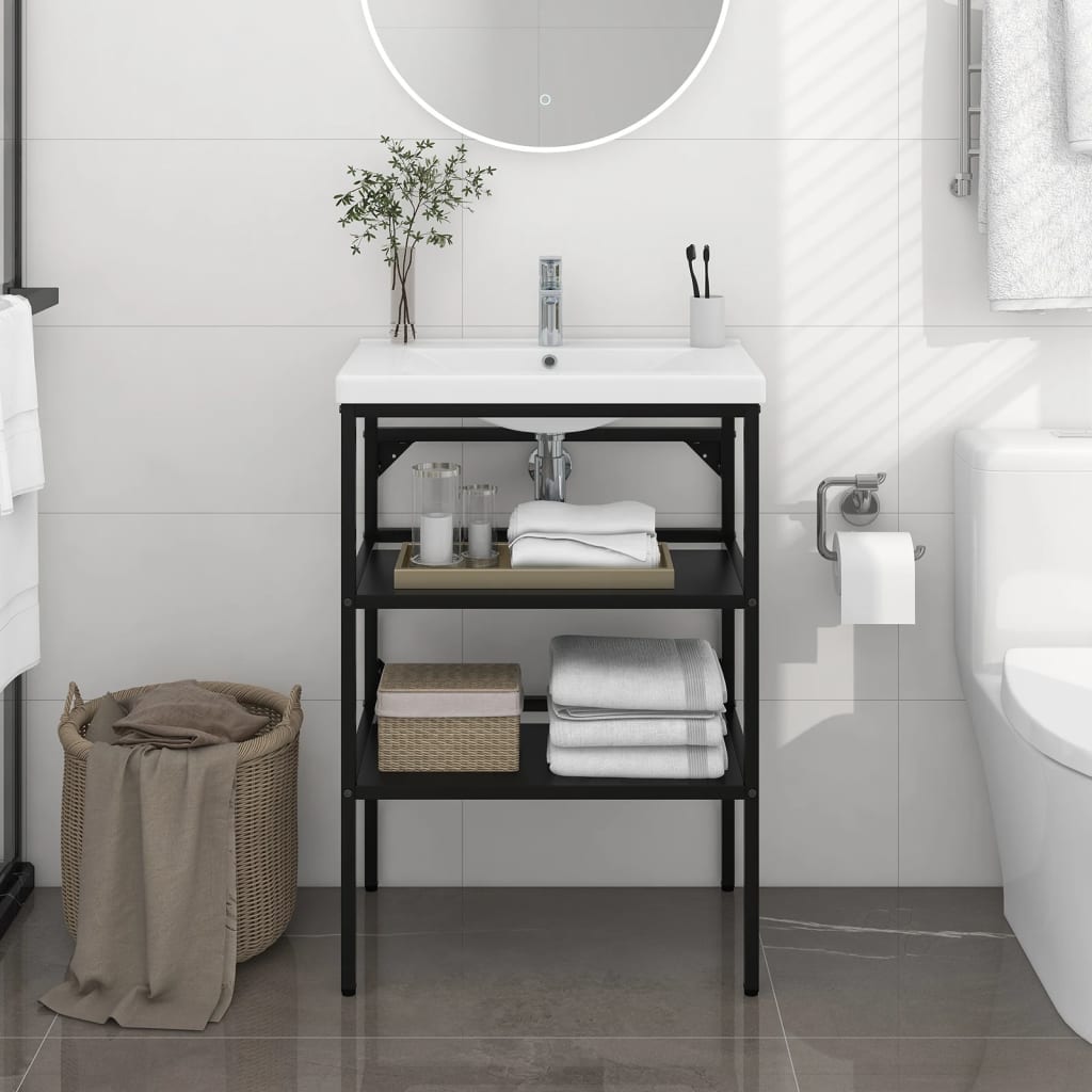 Struttura per Lavabo da Bagno Nera 59x38x83 cm in Ferro - homemem39