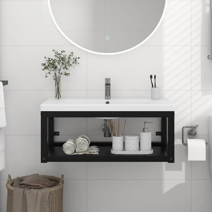 Struttura per Lavabo a Parete Nera 79x38x31 cm in Ferro - homemem39