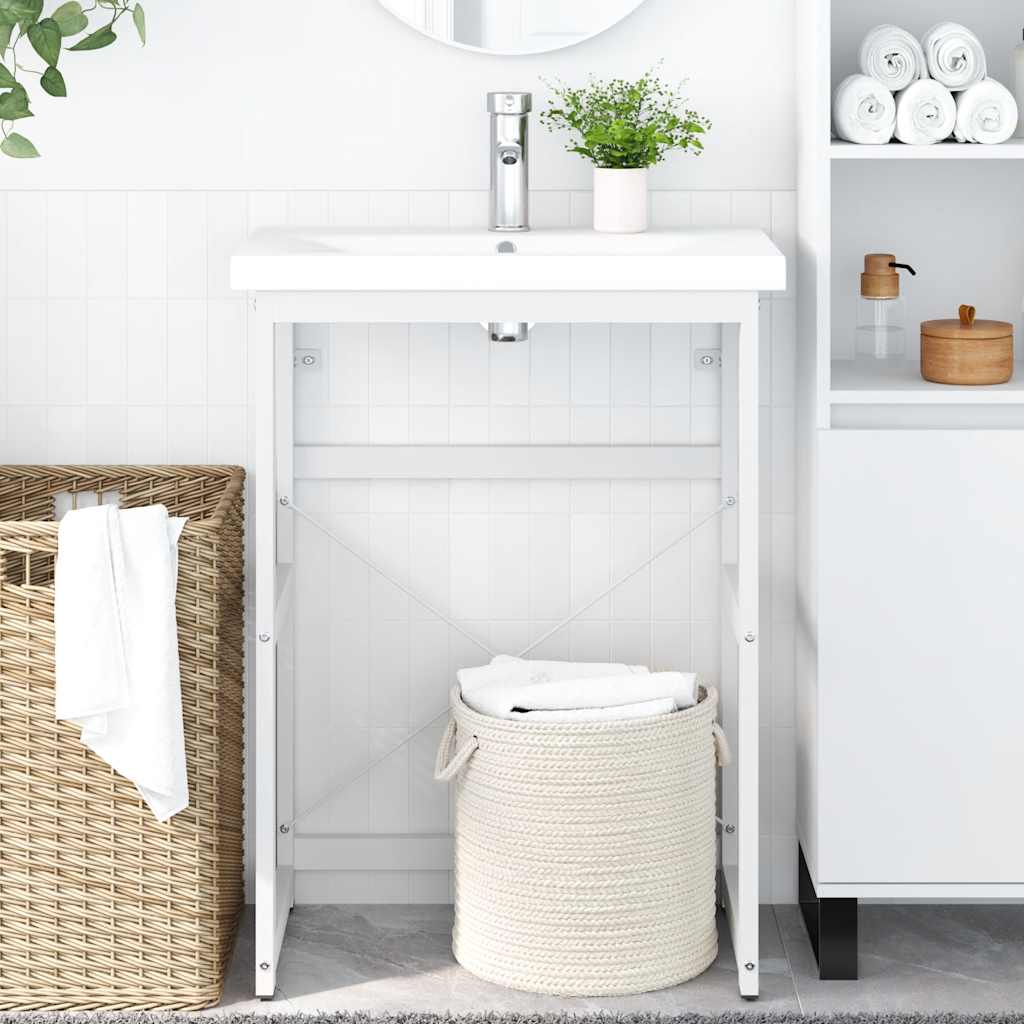 Struttura per Lavabo da Bagno Bianca 59x38x83 cm in Ferro | homemem39