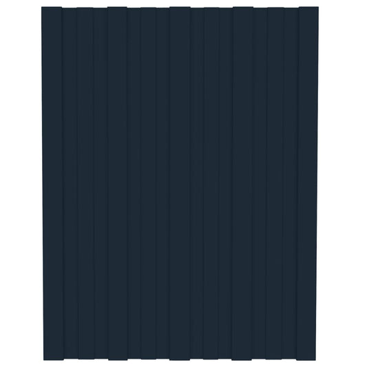 Pannelli da Tetto 12 pz in Acciaio Zincato Antracite 60x45 cm