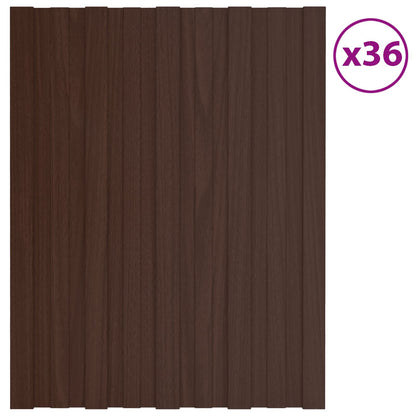 Pannello per tetto 36 pcs Marrone 60 x 45 cm Acciaio zincato | homemem39