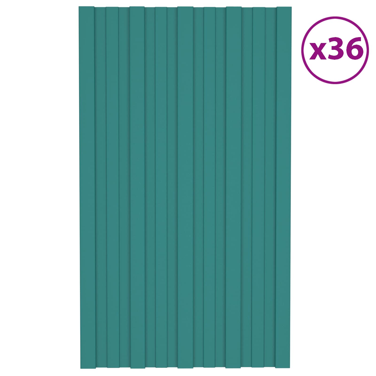 Pannello per tetto 36 pcs Verde 80 x 45 cm Acciaio zincato | homemem39
