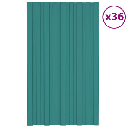 Pannello per tetto 36 pcs Verde 80 x 45 cm Acciaio zincato | homemem39