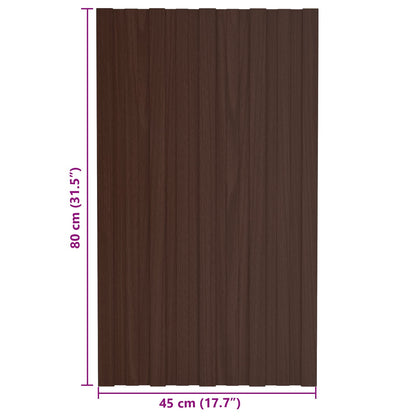 Pannello per tetto 12 pcs Marrone 80 x 45 cm Acciaio zincato | homemem39