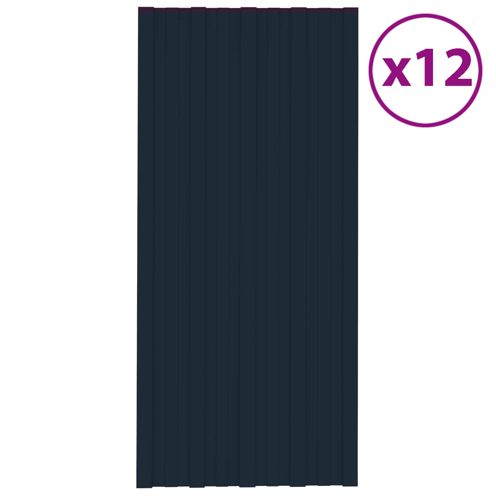 Pannello per tetto 12 pcs Antracite 100 x 45 cm Acciaio zincato | homemem39