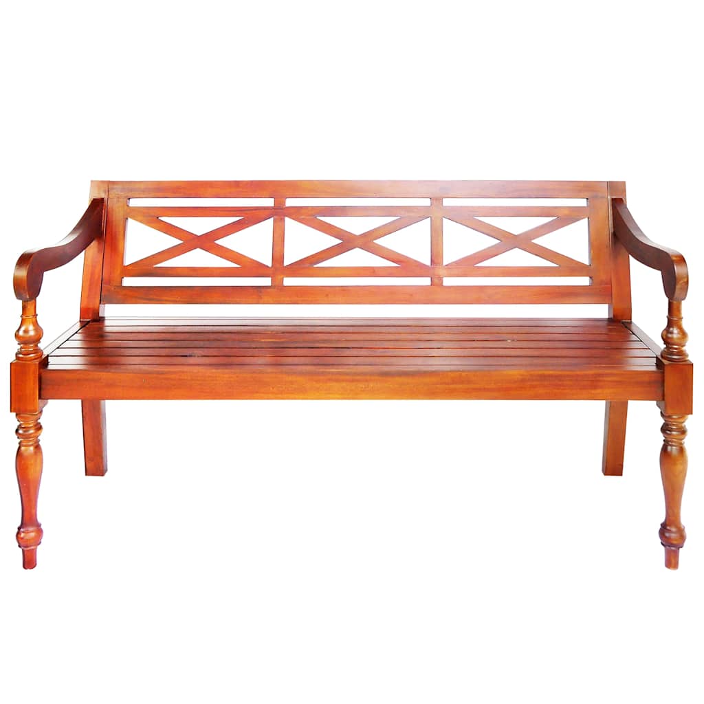 Panca Batavia 123 cm in Legno Massello di Mogano Marrone Scuro | homemem39