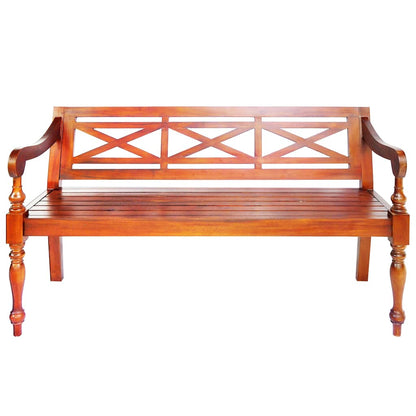 Panca Batavia 123 cm in Legno Massello di Mogano Marrone Scuro | homemem39
