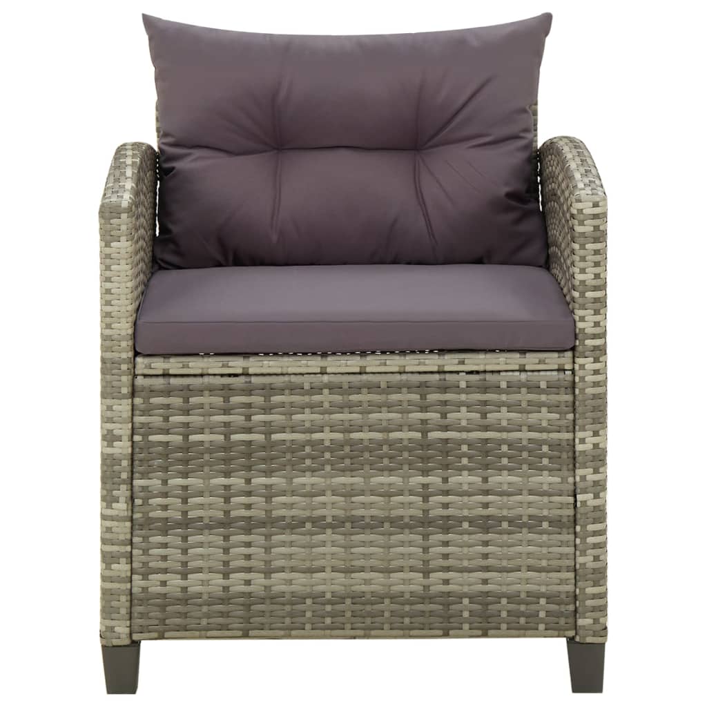 Sedia da Giardino con Cuscini in Polyrattan Grigio | homemem39