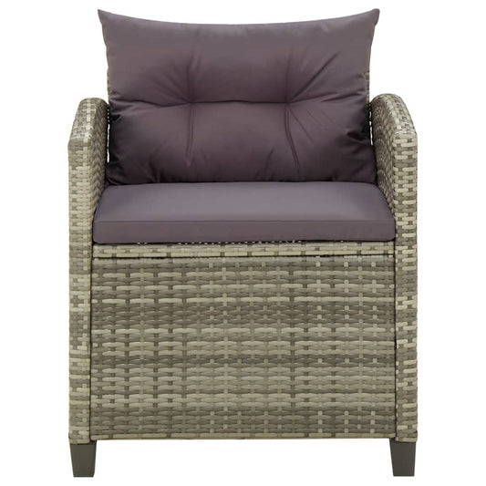Sedia da Giardino con Cuscini in Polyrattan Grigio | homemem39