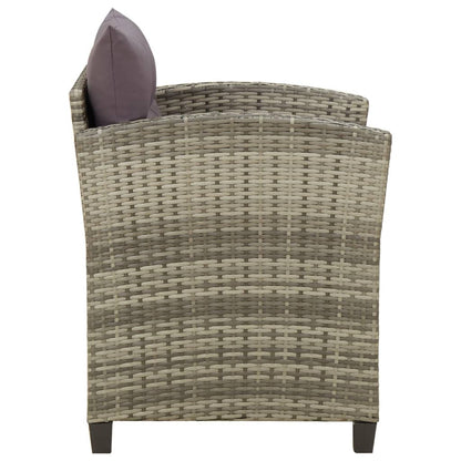 Sedia da Giardino con Cuscini in Polyrattan Grigio | homemem39