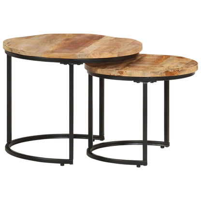 Tavolini Impilabili 2 pz in Legno di Mango Grezzo | homemem39