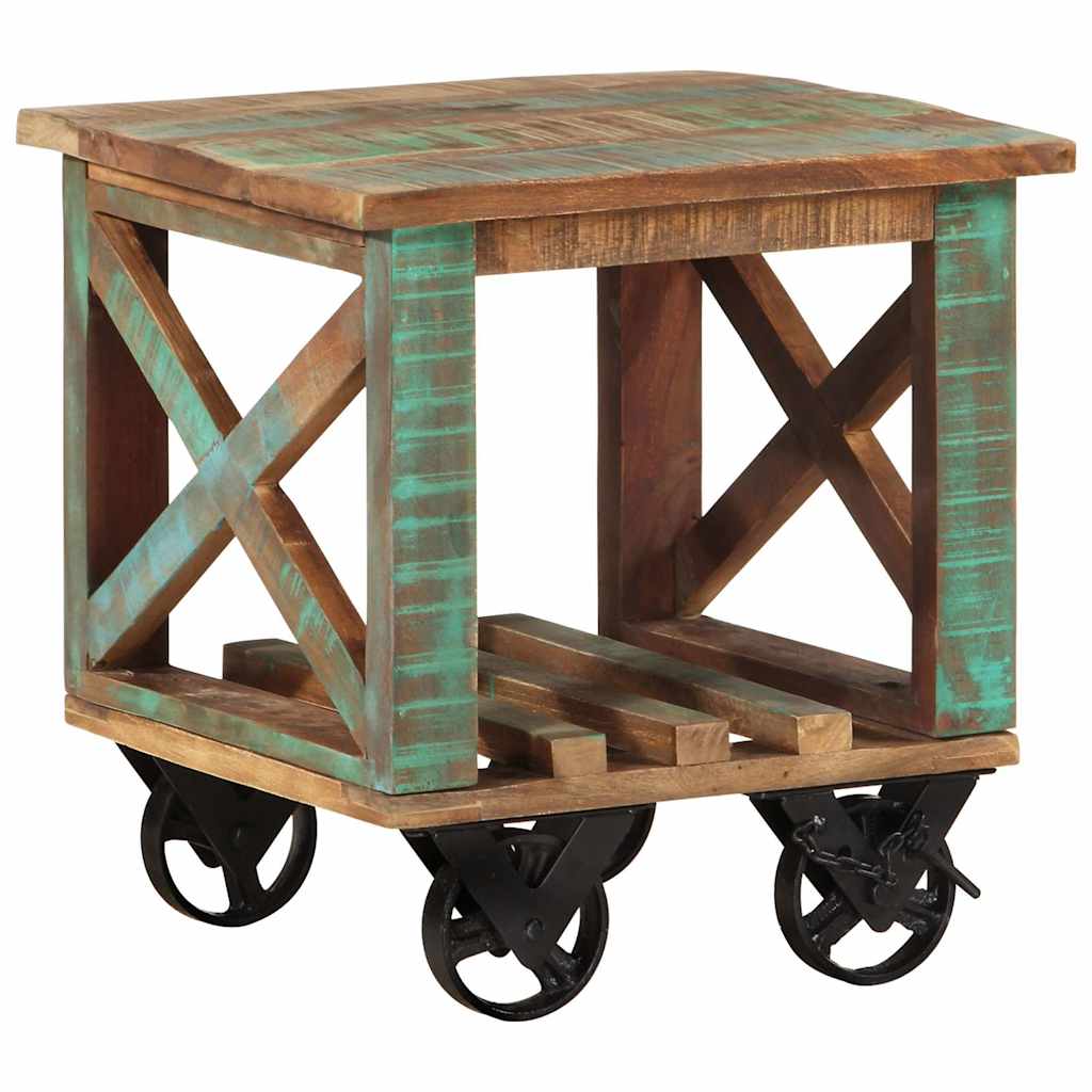 Tavolino con Ruote 40x40x42 cm in Legno Massello di Recupero