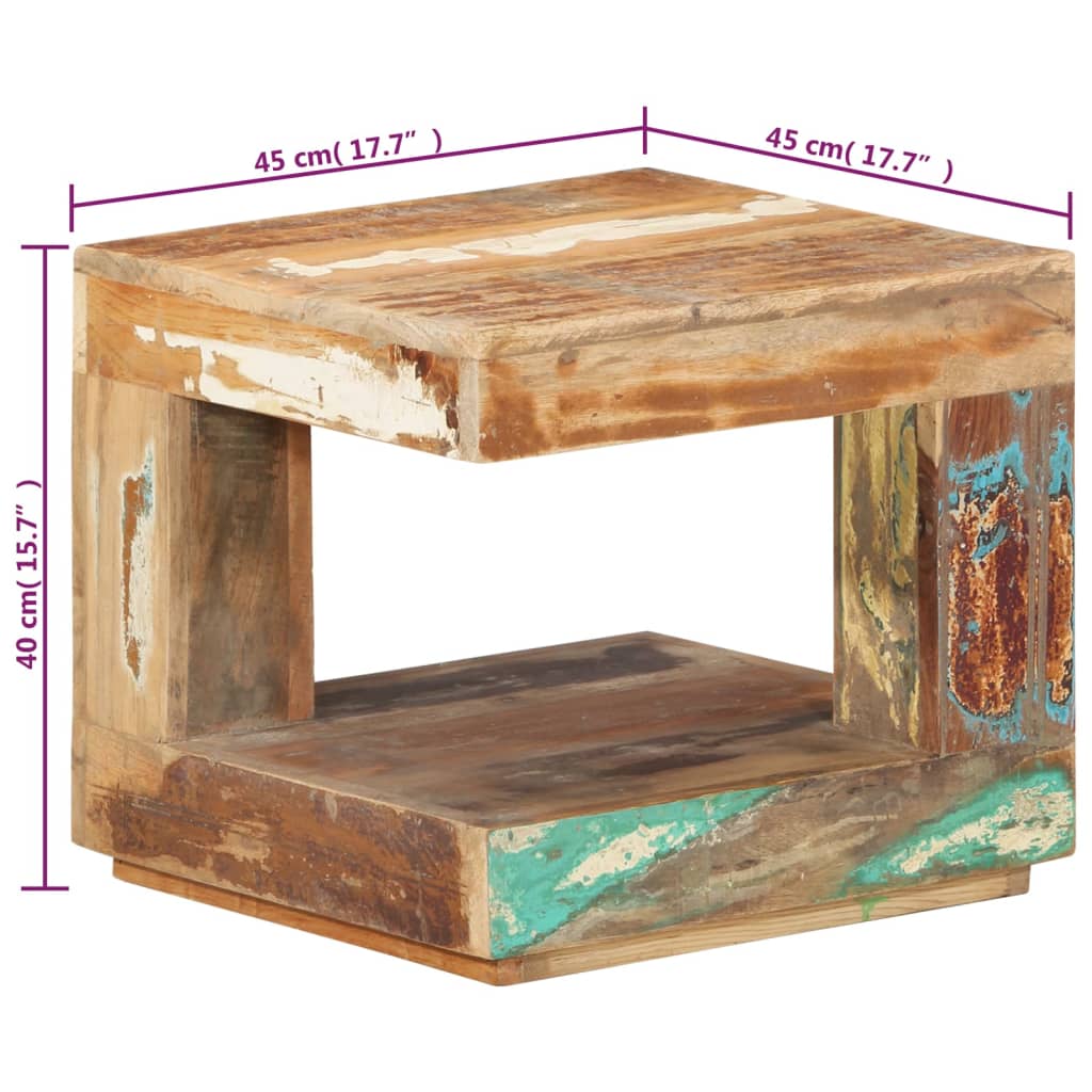 Tavolino da Salotto 45x45x40 cm in Legno Massello di Recupero | homemem39