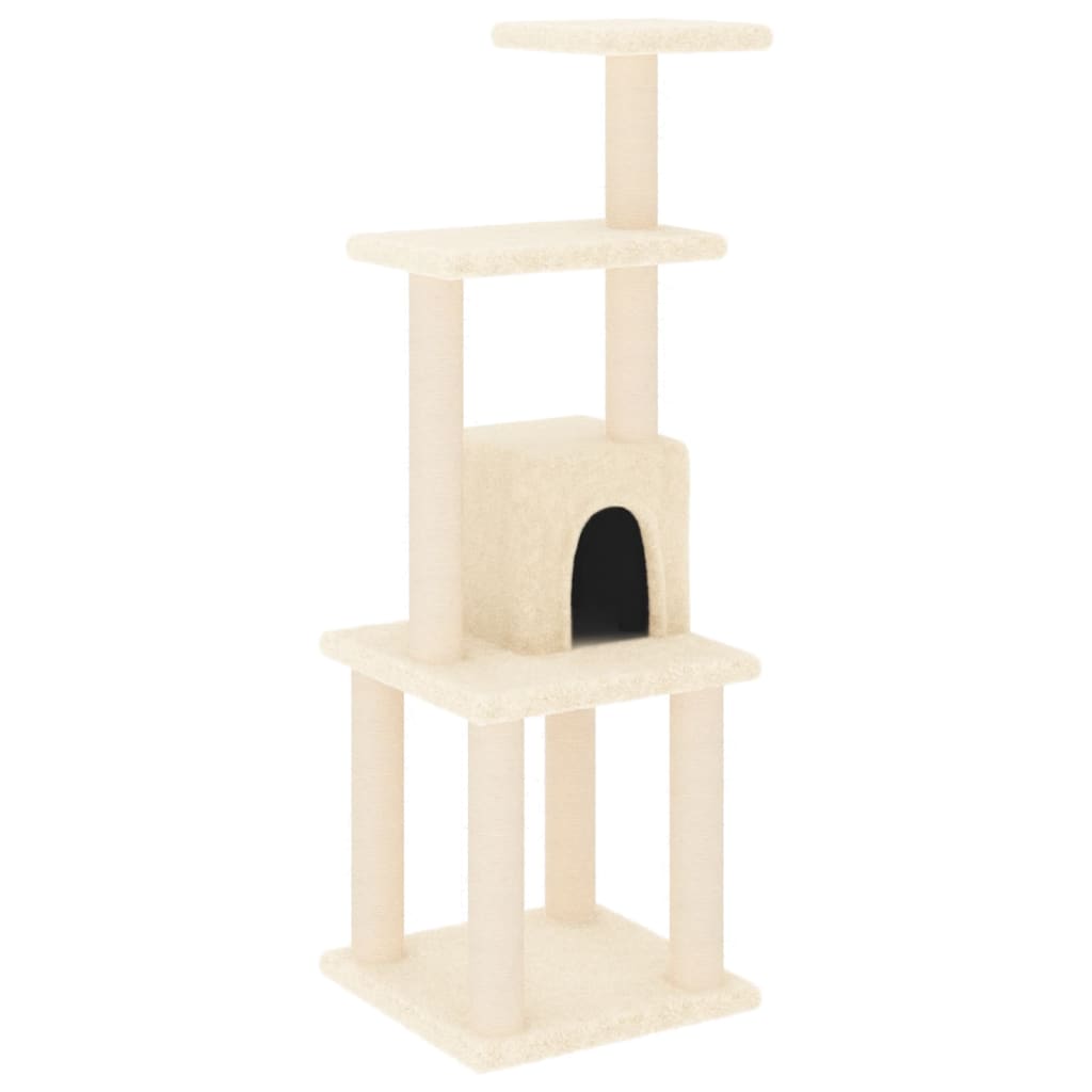 Albero per Gatti con Tiragraffi in Sisal Crema 105 cm - homemem39