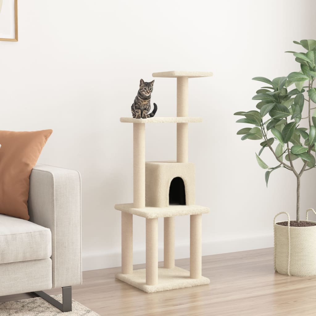 Albero per Gatti con Tiragraffi in Sisal Crema 105 cm - homemem39