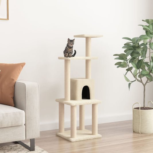 Albero per Gatti con Tiragraffi in Sisal Crema 105 cm - homemem39