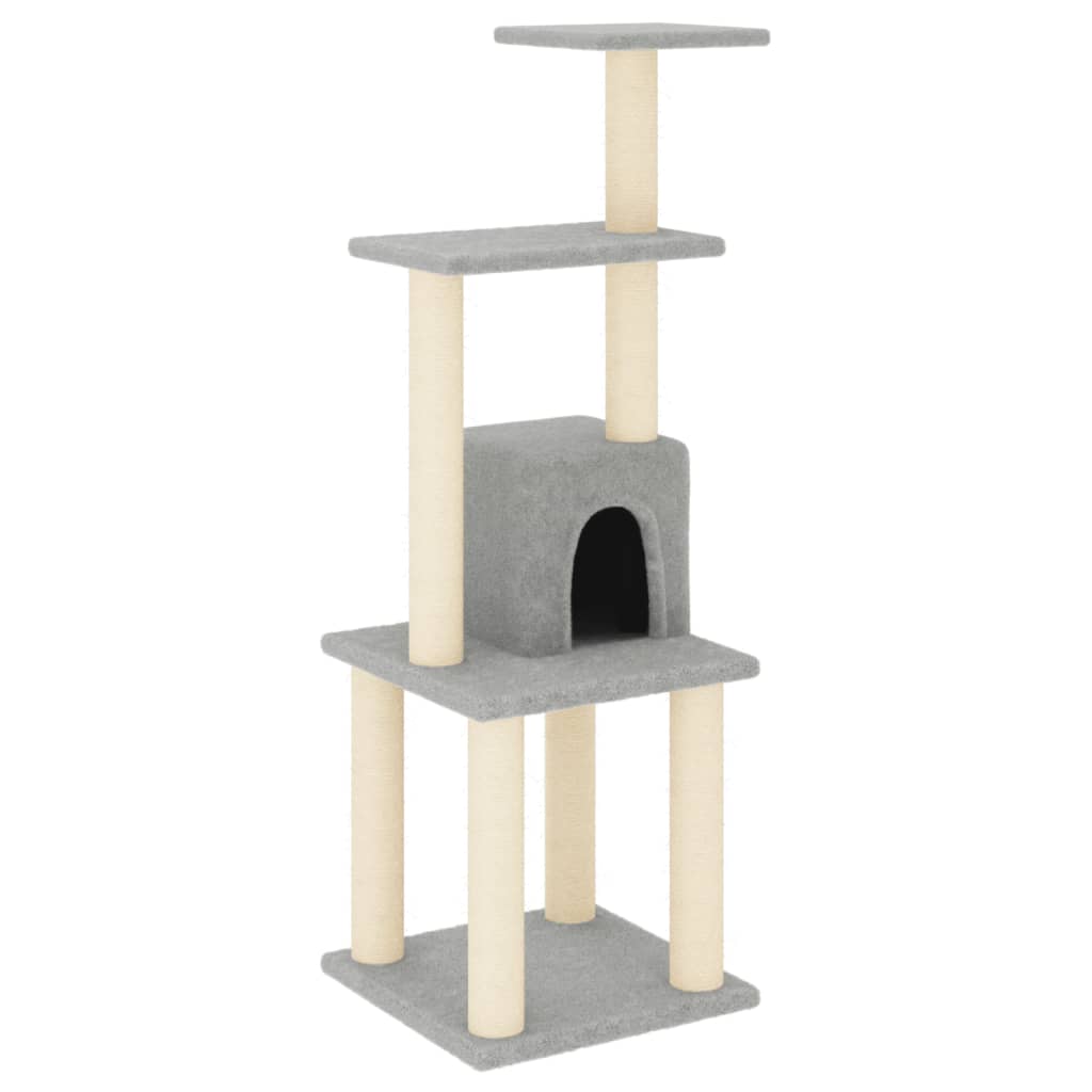 Albero per Gatti con Tiragraffi in Sisal Grigio Chiaro 105 cm | homemem39