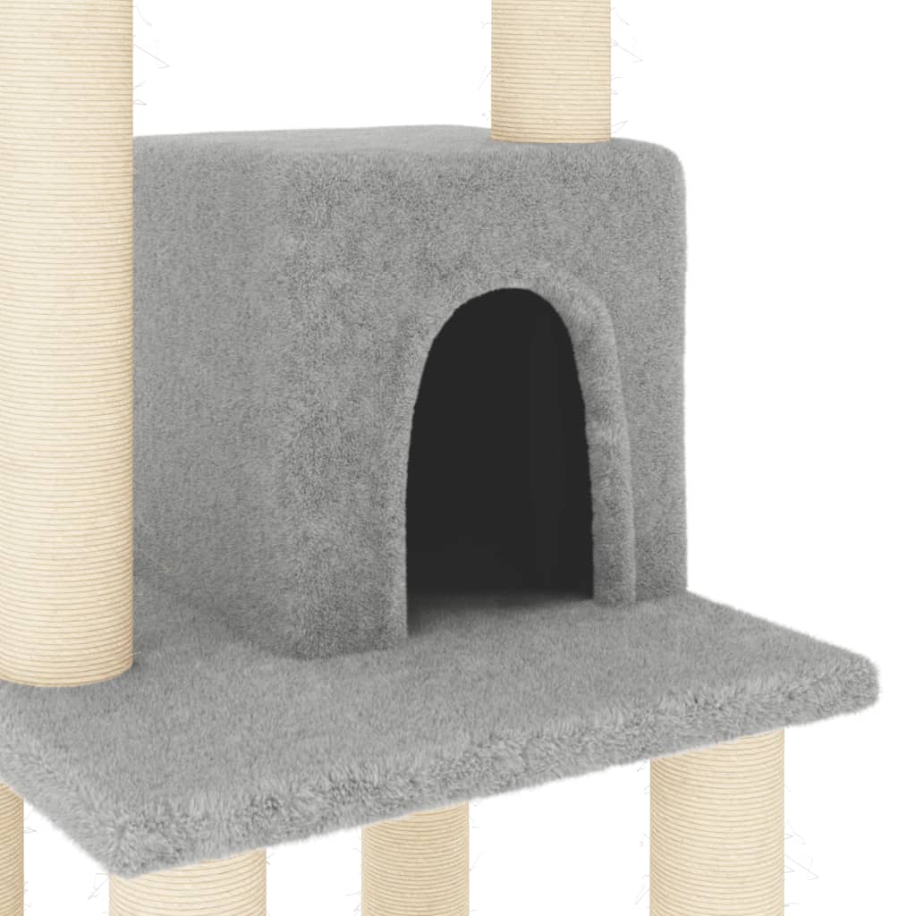 Albero per Gatti con Tiragraffi in Sisal Grigio Chiaro 105 cm | homemem39