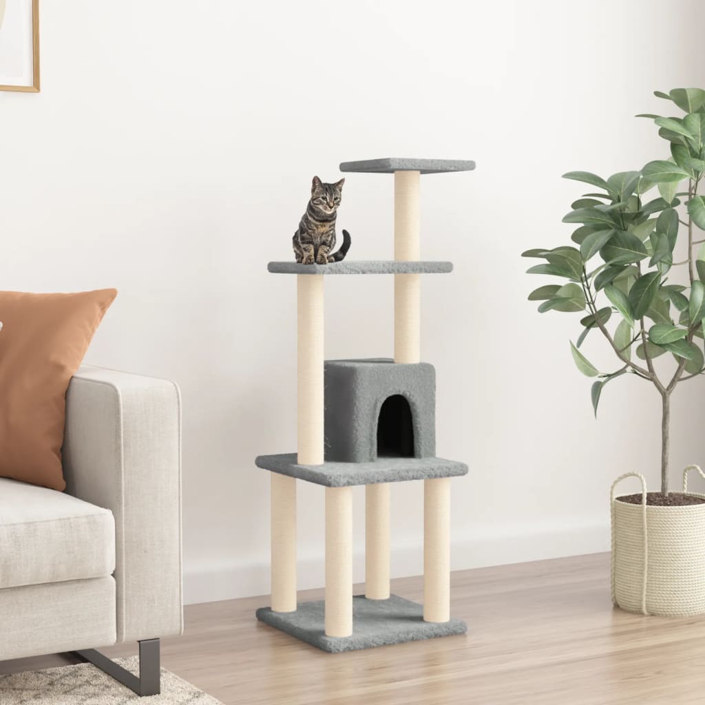 Albero per Gatti con Tiragraffi in Sisal Grigio Chiaro 105 cm | homemem39