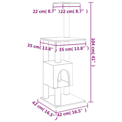Albero per Gatti con Tiragraffi in Sisal Crema 104 cm - homemem39