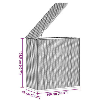 Contenitore da Giardino in Rattan PE 100x49x103,5 cm Grigio