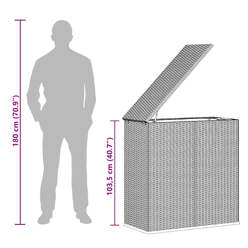 Contenitore da Giardino in Rattan PE 100x49x103,5 cm Grigio