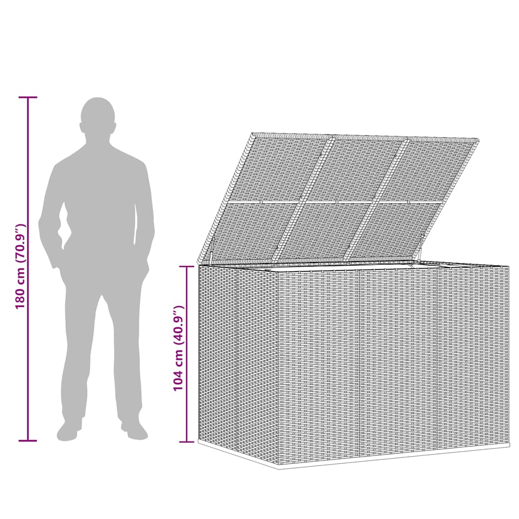 Contenitore da Giardino in Rattan PE 145x100x103 cm Grigio