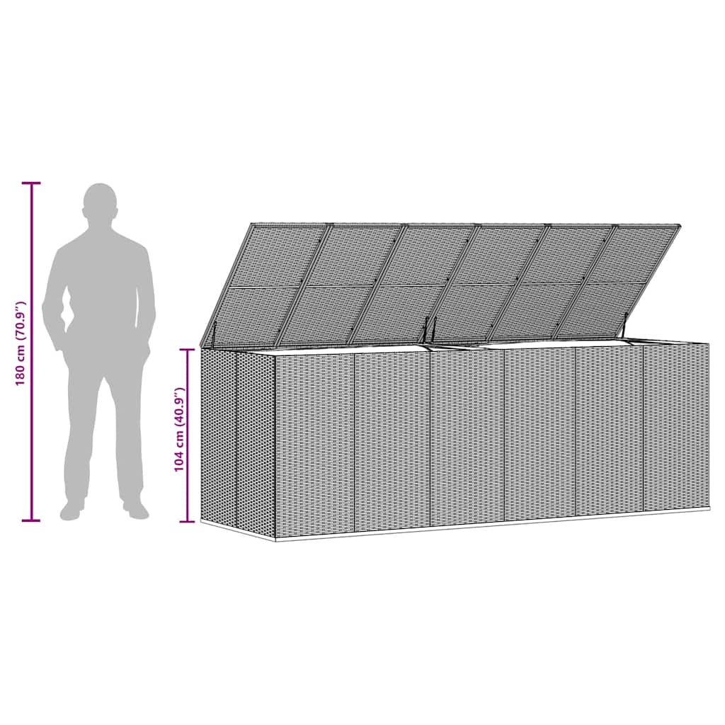 Contenitore da Giardino in Rattan PE 291x100,5x104 cm Nero