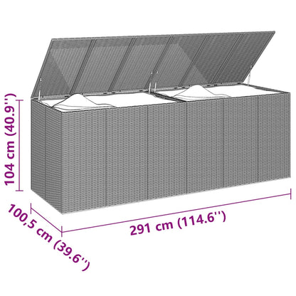 Contenitore da Giardino in Rattan PE 291x100,5x104 cm Grigio - homemem39