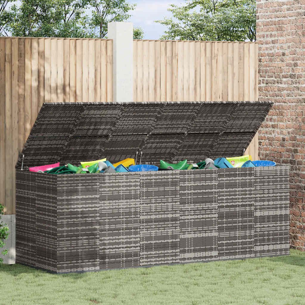Contenitore da Giardino in Rattan PE 291x100,5x104 cm Grigio