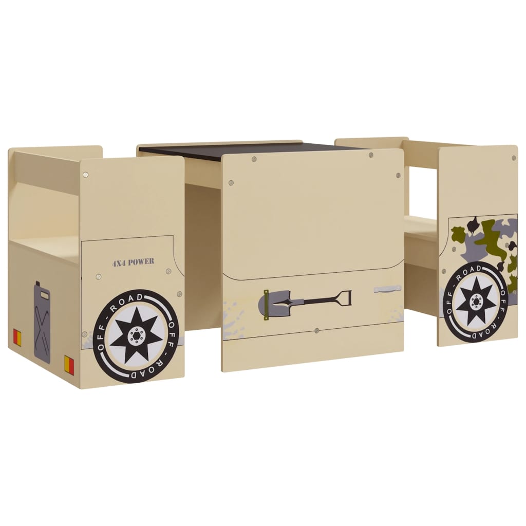 Set Tavolo e Sedia per Bambini 3 pz Auto Fuoristrada in MDF - homemem39