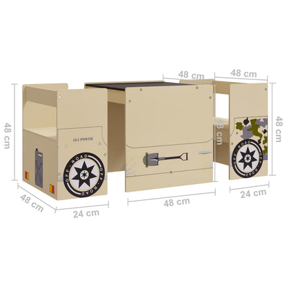 Set Tavolo e Sedia per Bambini 3 pz Auto Fuoristrada in MDF - homemem39