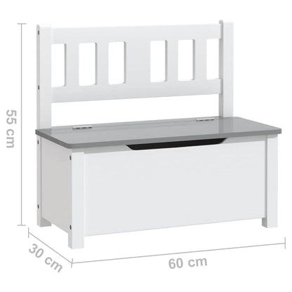 Cassapanca per Bambini Bianca e Grigia 60x30x55 cm in MDF | homemem39