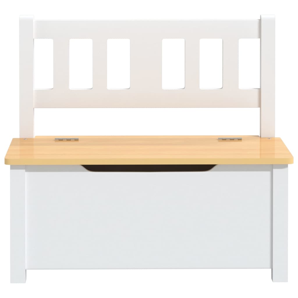 Cassapanca per Bambini Bianca e Beige 60x30x55 cm in MDF | homemem39