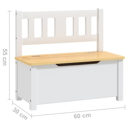 Cassapanca per Bambini Bianca e Beige 60x30x55 cm in MDF | homemem39