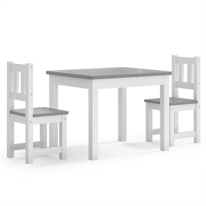 Set Tavolo e Sedie per Bambini 3 Pezzi Bianco e Grigio in MDF | homemem39