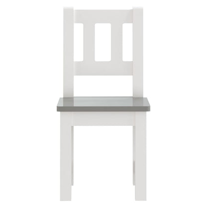 Set Tavolo e Sedie per Bambini 3 Pezzi Bianco e Grigio in MDF | homemem39