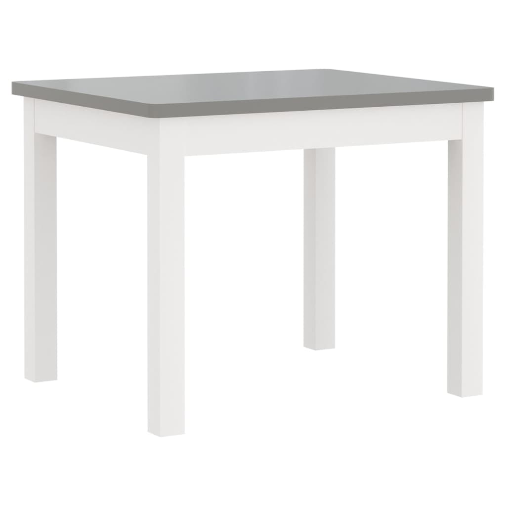 Set Tavolo e Sedie per Bambini 3 Pezzi Bianco e Grigio in MDF | homemem39