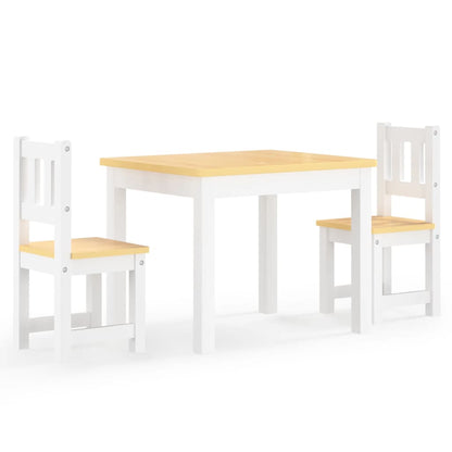 White and Beige 3-Piece Children's Table and Chair Set in MDF
