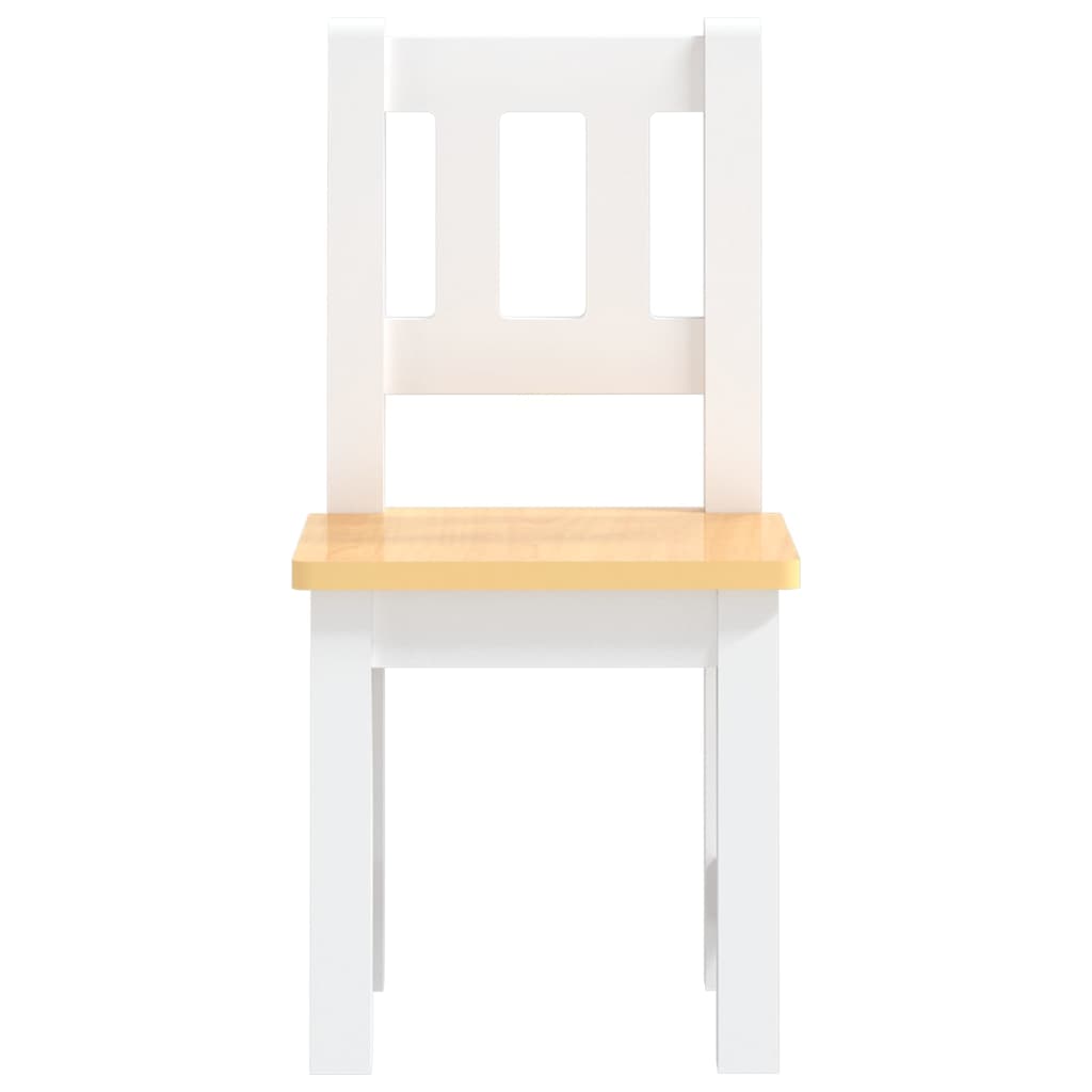 White and Beige 3-Piece Children's Table and Chair Set in MDF